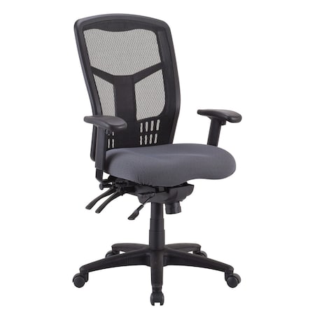 Officesource CoolMesh Collection Multi-Function, High Back Mesh Back Chair with Upholstered Seat and Black Frame OSTW8908FGR